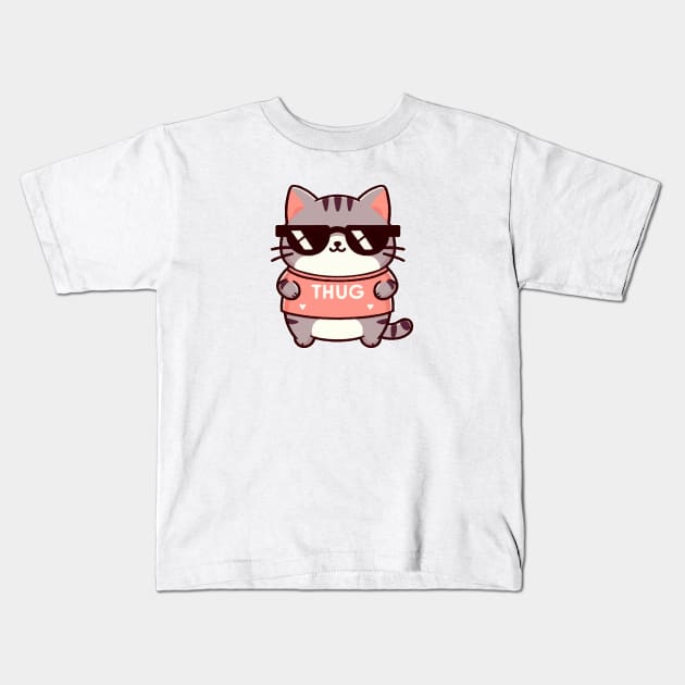 Thug cat Life Kids T-Shirt by fikriamrullah